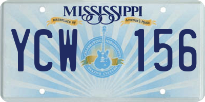 MS license plate YCW156