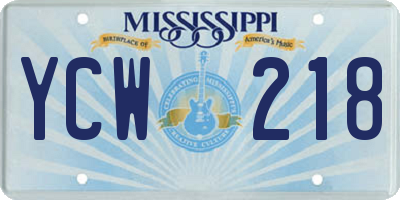 MS license plate YCW218