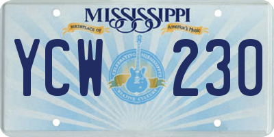 MS license plate YCW230