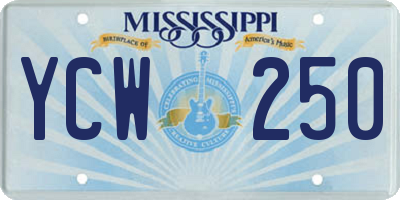MS license plate YCW250