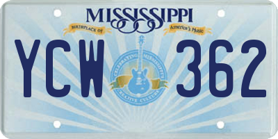 MS license plate YCW362