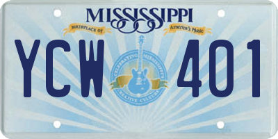 MS license plate YCW401