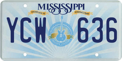 MS license plate YCW636