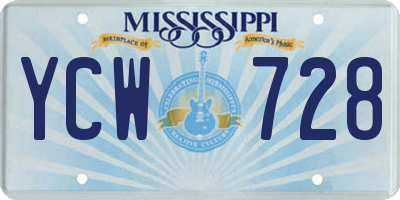 MS license plate YCW728