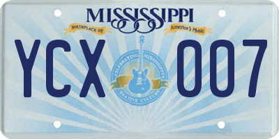 MS license plate YCX007