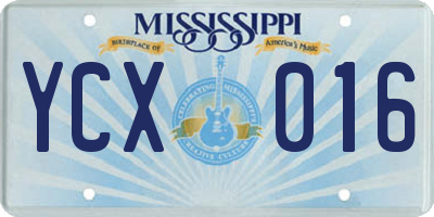 MS license plate YCX016