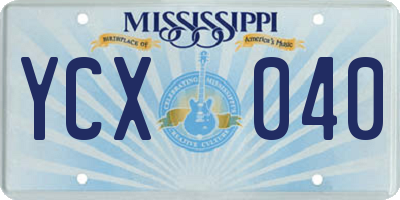 MS license plate YCX040