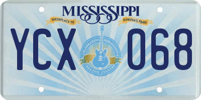 MS license plate YCX068