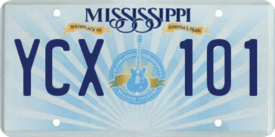 MS license plate YCX101