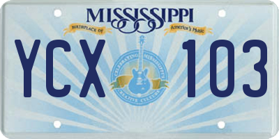 MS license plate YCX103