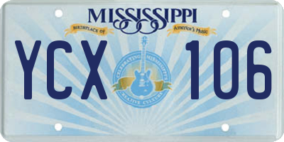 MS license plate YCX106