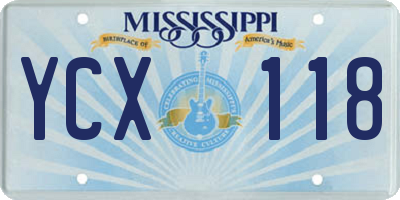 MS license plate YCX118