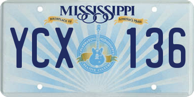 MS license plate YCX136