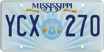 MS license plate YCX270