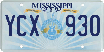 MS license plate YCX930
