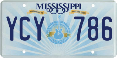 MS license plate YCY786