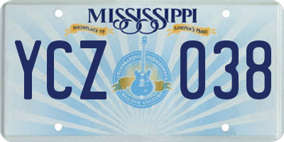 MS license plate YCZ038