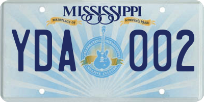 MS license plate YDA002