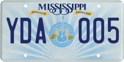 MS license plate YDA005