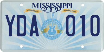 MS license plate YDA010