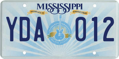MS license plate YDA012