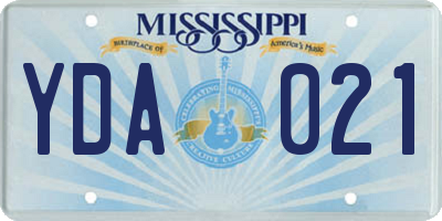 MS license plate YDA021