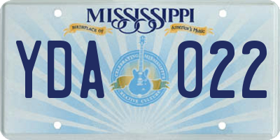 MS license plate YDA022