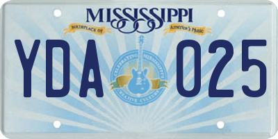 MS license plate YDA025