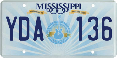 MS license plate YDA136