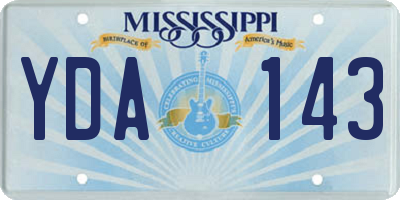 MS license plate YDA143