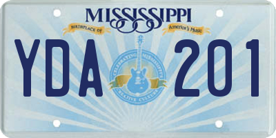 MS license plate YDA201
