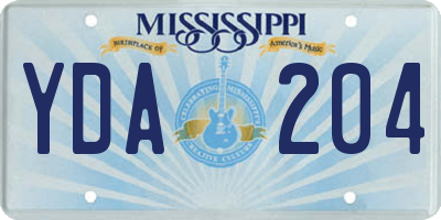 MS license plate YDA204