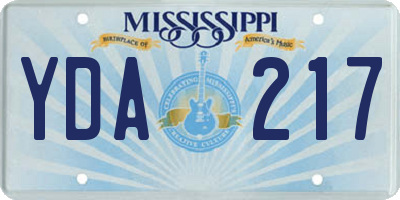 MS license plate YDA217