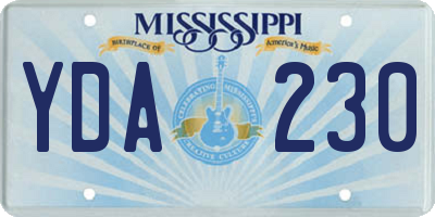 MS license plate YDA230