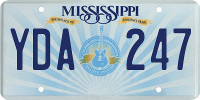 MS license plate YDA247