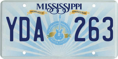 MS license plate YDA263