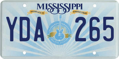 MS license plate YDA265