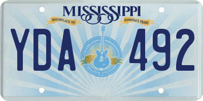 MS license plate YDA492