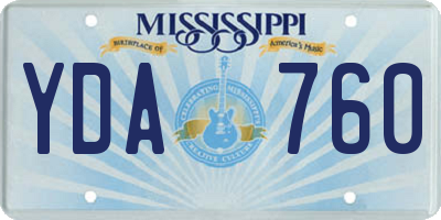 MS license plate YDA760