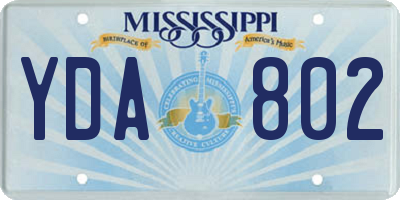 MS license plate YDA802