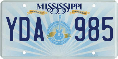 MS license plate YDA985