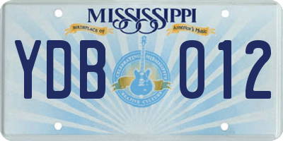 MS license plate YDB012