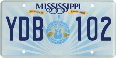 MS license plate YDB102