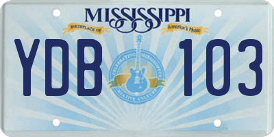 MS license plate YDB103