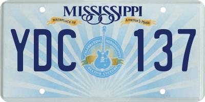 MS license plate YDC137