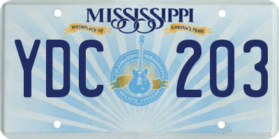 MS license plate YDC203