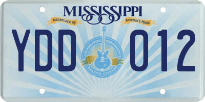 MS license plate YDD012