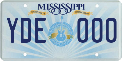 MS license plate YDE000