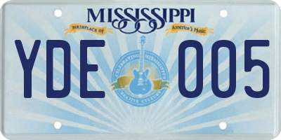 MS license plate YDE005