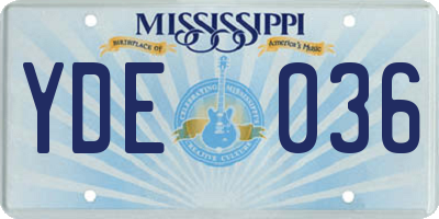 MS license plate YDE036